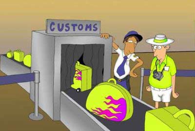 depcition of customs officers in Santiago Chile airport