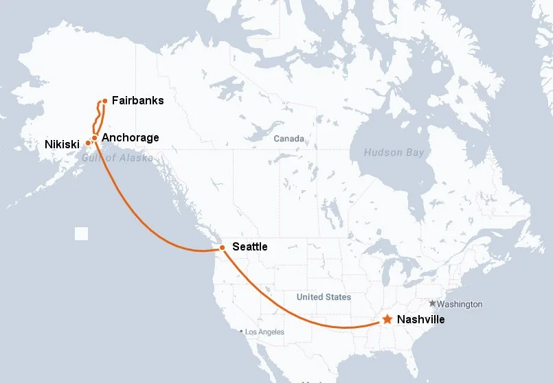 From Nashville to Nikiski with a side trip to Fairbanks