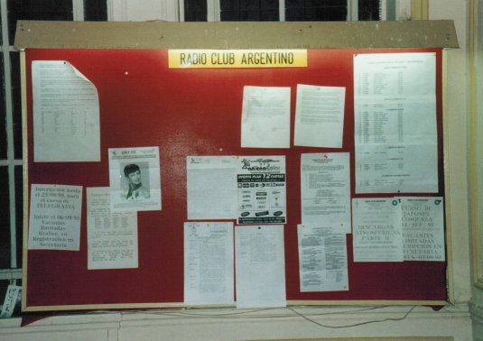 Bulletin board in Argentina Radio Club