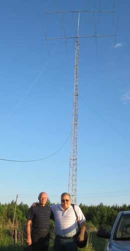 Dad and son at tower