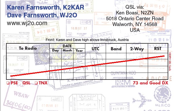 ON/WJ2O and ON/K2KAR QSL Card back