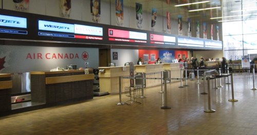 ticketing counter inside Whitehorse airport