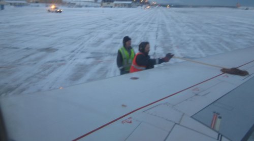 wiping airplane wing