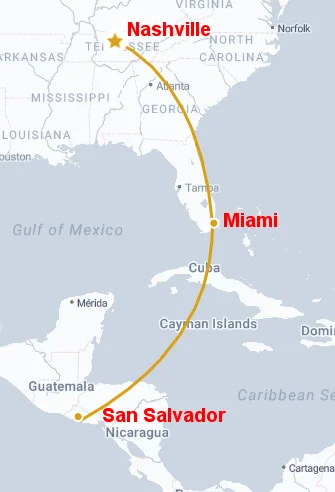 El Salvadore Travel Route